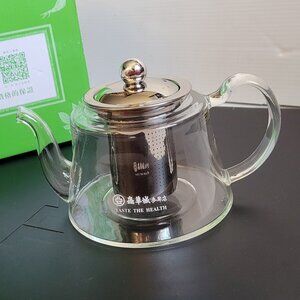 Small 800ml glass tea pot with stainless steel infuser filter for herb ginseng